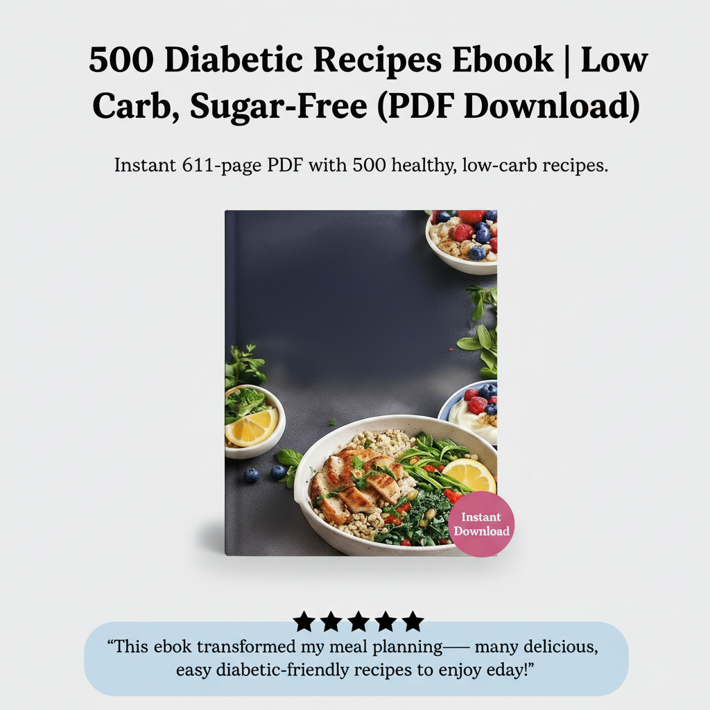 500 Diabetic Recipes Ebook | Low Carb, Sugar-Free (PDF Download)