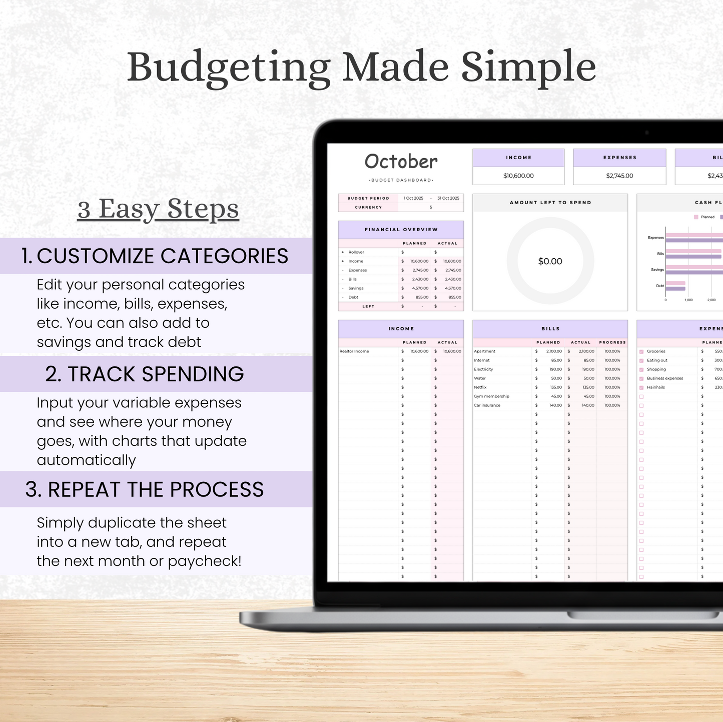 The Budgeting template for Excel & Google Sheets (all currencies)